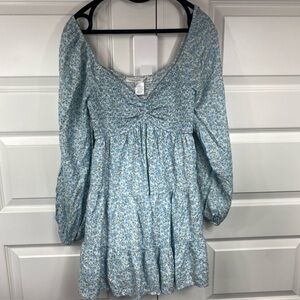 Altar'd State Light Blue Floral Smocked Mini Dress